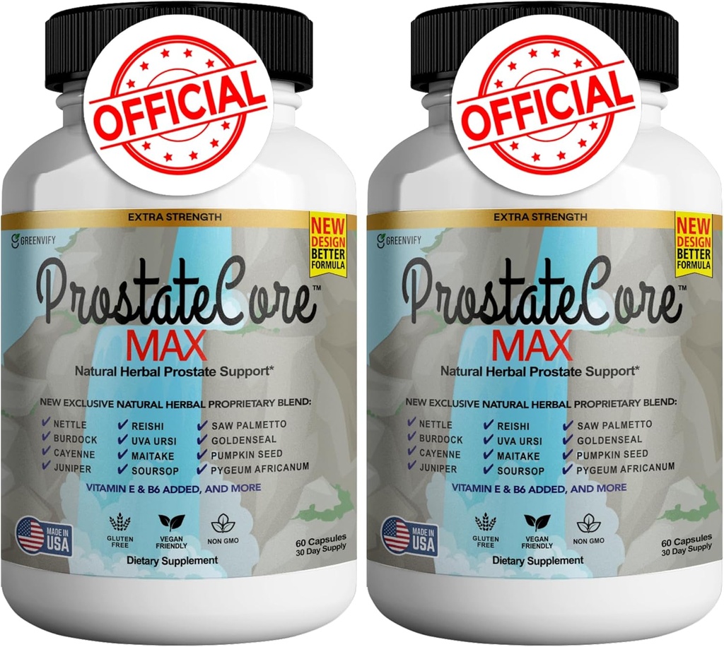 ProstateCore Max Extra Prostaat Supplementen voor Mannen Capsules, Gezondheidssupplementen - Maximale sterkte, Alle natuurlijke ondersteuning Normale en gezonde functie (120 Capsules) (2 Pack)