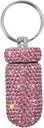 Portable Pill Case Container Pill Waterproof Pill Holder avec porte-clés Bling Pill Box Medicine Dispenser de stockage de bouteilles pour les voyages en camping en plein air (Pink)
