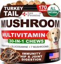 Paddestoelen voor honden - 170 Kauwen - Turkije Staart - Paddestoelensupplement voor honden - Lions Mane - Reishi - Immunity Support Multivitamine Vitaminen - Gezamenlijke Gezondheid - Energie - Gut - Huid - Made in USA