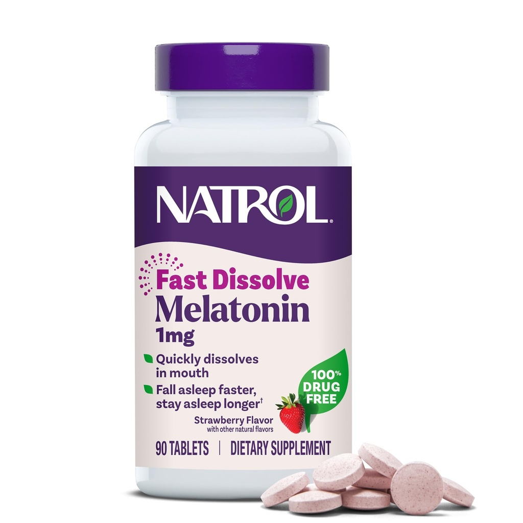 Natrol Fast Solution Melatonine 1 mg, slaapondersteuning voor volwassenen