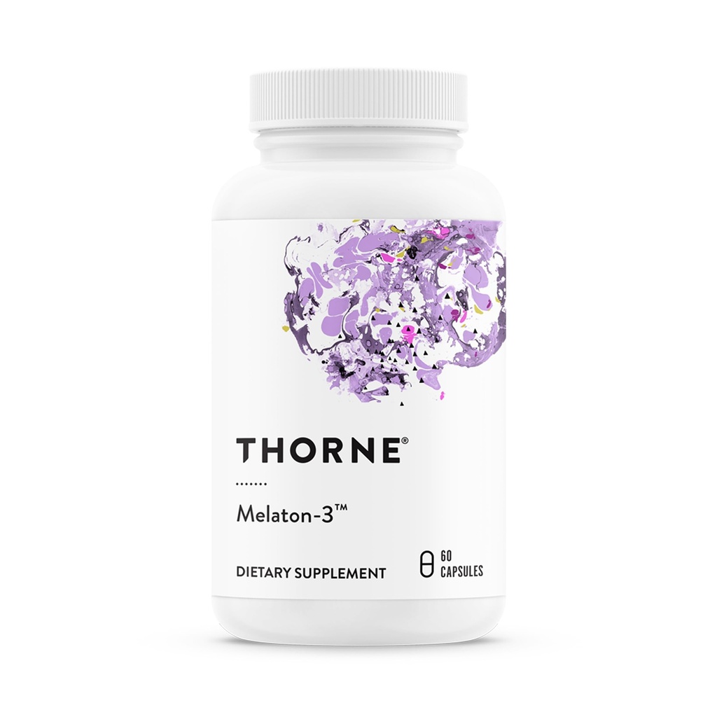 THORNE - Melaton-3-3 mg Melatonin Supplement - soutient les rythmes normaux circadiens, le repos et la relaxation* - NSF certifié pour le sport - sans gluten, lait et soja - 60 capsules