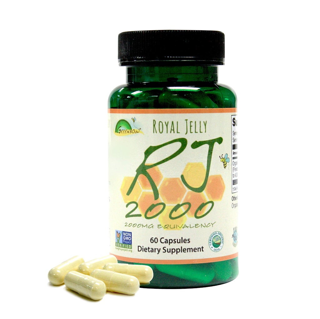 Greenbow Royal Jelly 2000mg Equivalency Niet GGO Gemaakt met Biologische Royal Jelly - Een van de meest voeding verpakte (60 Vegan Capsules)
