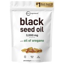 Micro-Ingrediënten Black Seed Oil Softgels, 3.000mg, 240 Telling 2-in-1 Formule met Olie van Oregano, Carvacrol & Thymo › Plant Based, Non-GMO