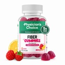 Physicien Choix Gommies de fibre pour la santé et la régularité digestive - Flaveur de citron framboise - Pas de sucre ajouté et végétalien - Fibre prébiotique de racine de chicorée naturelle - Gommy quotidien pour adultes, femmes et hommes - 60CT