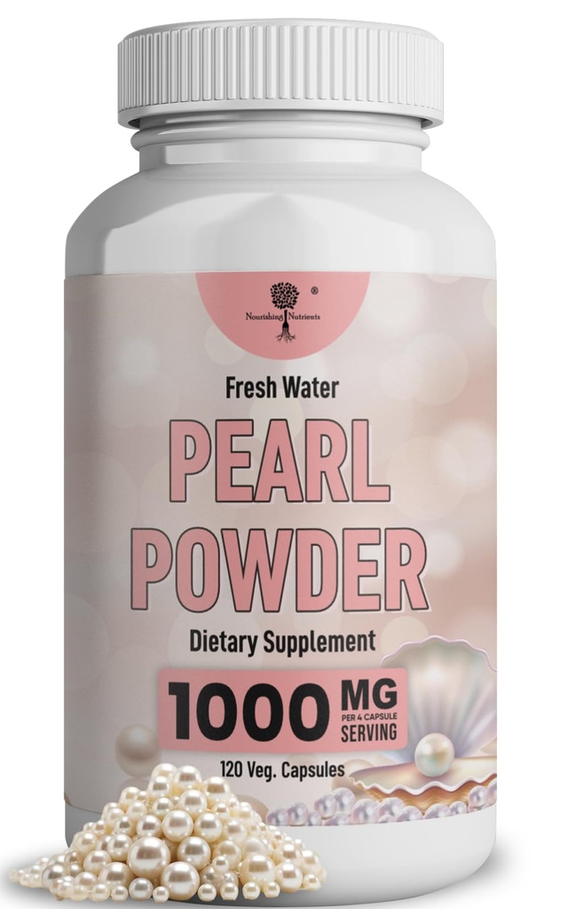 Supplément de poudre de perle pour la santé de la peau - Production anti-âge, antioxydant et collagène - Yeux, cheveux et ongles sains, soutient l'immunité, l'humeur et le sommeil - avec le calcium et les acides aminés 120 capsules 1000mg
