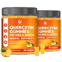 (2 verpakkingen) Suikervrije quercetine met bromelaïnegom voor kinderen en volwassenen - Immune, Antioxidant, Seizoensgebonden ondersteuning, 1000 mg quercetine supplementen met bromelaïne, zink, vlierbessen, vitamine C D3 E, 120 telling