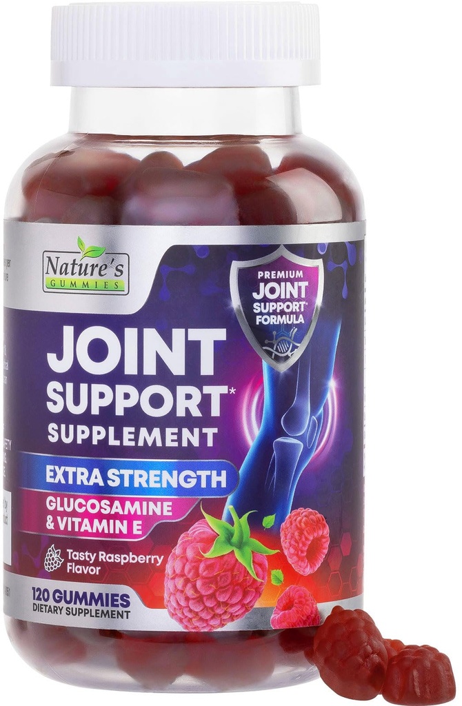 Supplément de soutien conjoint - Glumy Glummy Glucosamine Extra Strength Supports Joints Health & Flexibility for Back, Knees, Hands - Support Immune Vitamine E Naturelle - Meilleurs Gummies pour les femmes et les hommes - 120 Gummies