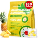 Glucosamine Chondroitin Gummies, 4200mg Extra sterkte Joint Supplementen Glucosamine Chondroitin met MSM & Vlierbes voor Joint Health, Flexibiliteit, Immuun Ondersteuning voor volwassenen, Mannen & Vrouwen, 180 Tel.