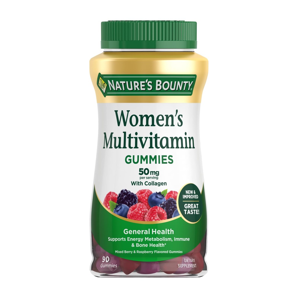 Gommies multivitamines, suppléments vitaminiques pour adultes, santé générale, soutien à la santé immunitaire et osseuse, mélange de baies et de framboises, 90 gommies