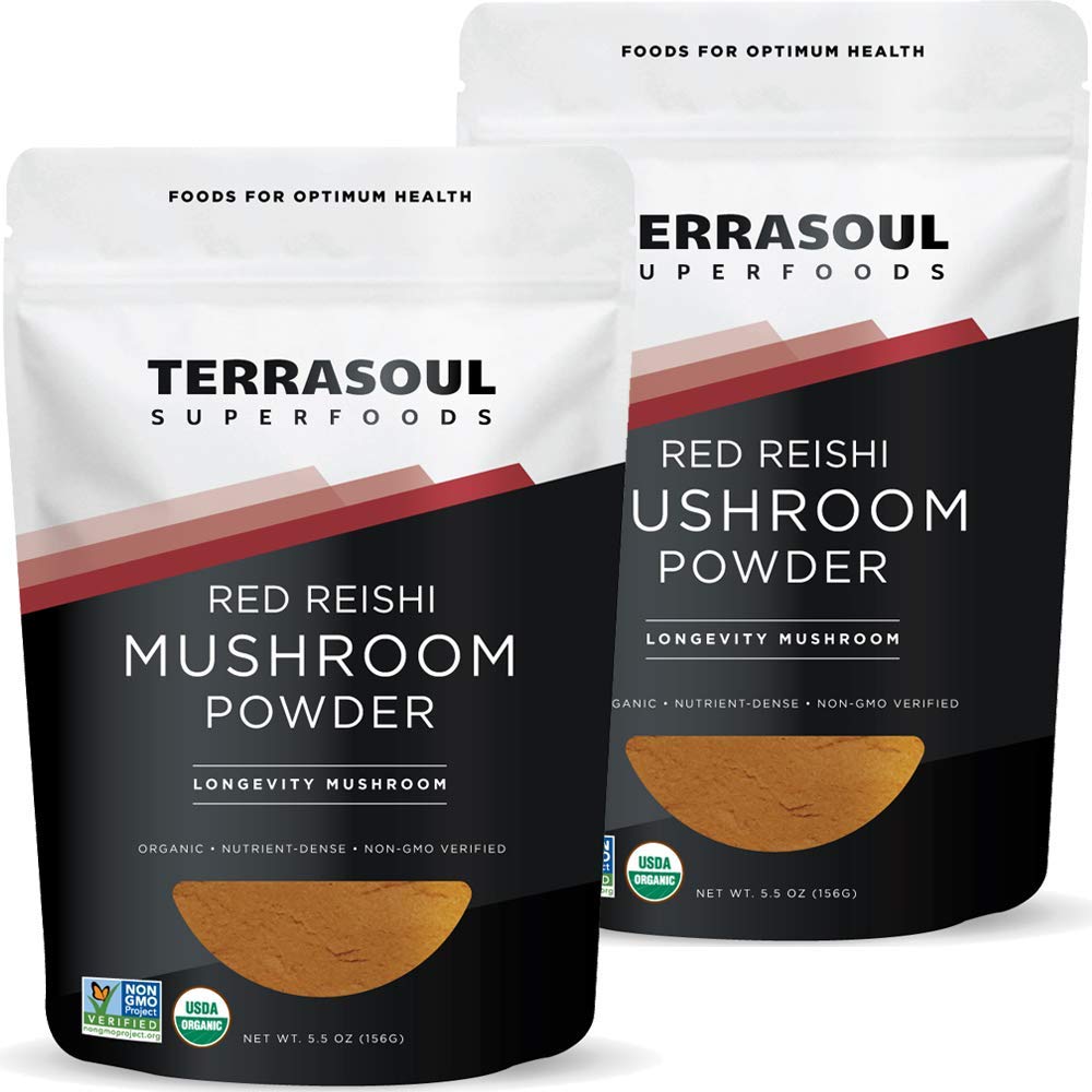 Terrasoul Superfoods Biologische Reishi paddopoeder (4:1 Extract), 11 Oz (2 Pack) - Immune Boosting 