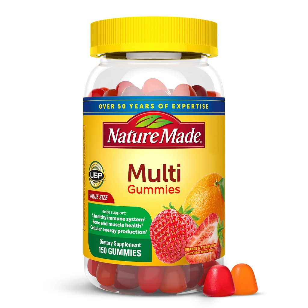 Nature faite de multivitamines Gummies, hommes et femmes Gummy Vitamines et minéraux, adulte Multivitamine Gummy, soutien nutritionnel quotidien, 150 vitamines Gummies, 75 jours d'approvisionnement