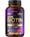Biotine 10000mcg avec silicone - Supplément Biotine de qualité pharmaceutique pour les femmes - Soutien de la croissance des cheveux, de la peau et des ongles - Max Strength & 100% Biodisponibilité - Fabriqué aux États-Unis - 120 Softgels, 120 jours d'approvisionnement