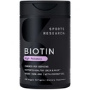 Sports Research® Biotine 2 500mcg à l'huile de noix de coco biologique - Biotine (Vitamine B7) pour une peau et des cheveux sains* - pour les femmes et les hommes - Vegan, non OGM, sans gluten et sans soja - 120 softgels veggie