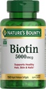 Bounty Biotin de la nature, soutient le métabolisme pour l'énergie cellulaire et les cheveux sains, la peau, et les ongles, 5000 mcg, 150 Softgels
