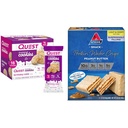 Quest Birthday Cake Frosted Cookies Twin Pack met 16 Cookies en Atkins Pindakaas Proteïne Wafer Crisps met 5 Tellen