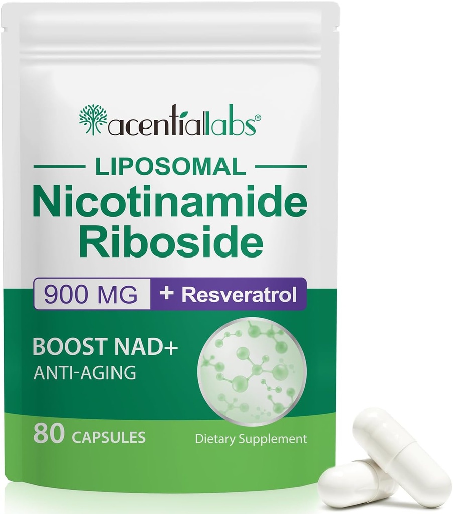 Nicotinamide Riboside 900,liposomale Resveratrol,liposomale Nicotinamide Riboside, Resveratrol Supplement, Resveratrol Supplement voor vrouwen Mannen(1Pack/80 Capsules)