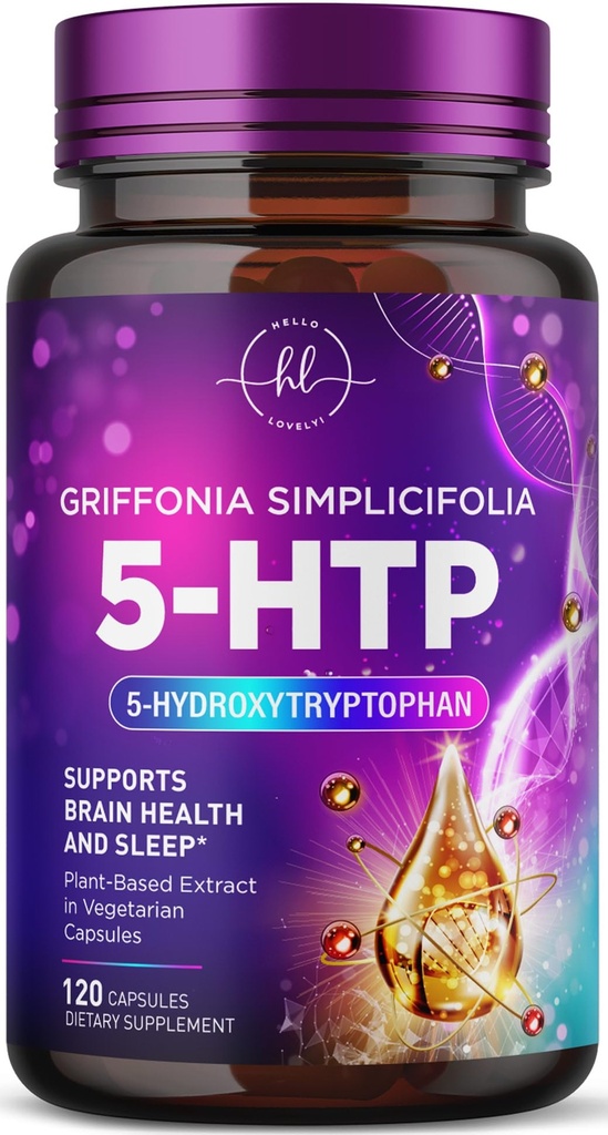 5-HTP supplement - 200mg per portie - Extra sterkte 5HTP van Griffonia Simplicifolia - Ondersteunt rustgevende slaap, natuurlijke rust & hersenen gezondheid - 5 Hydroxytryptofaan - Gebotteld in de VS - 120 capsules
