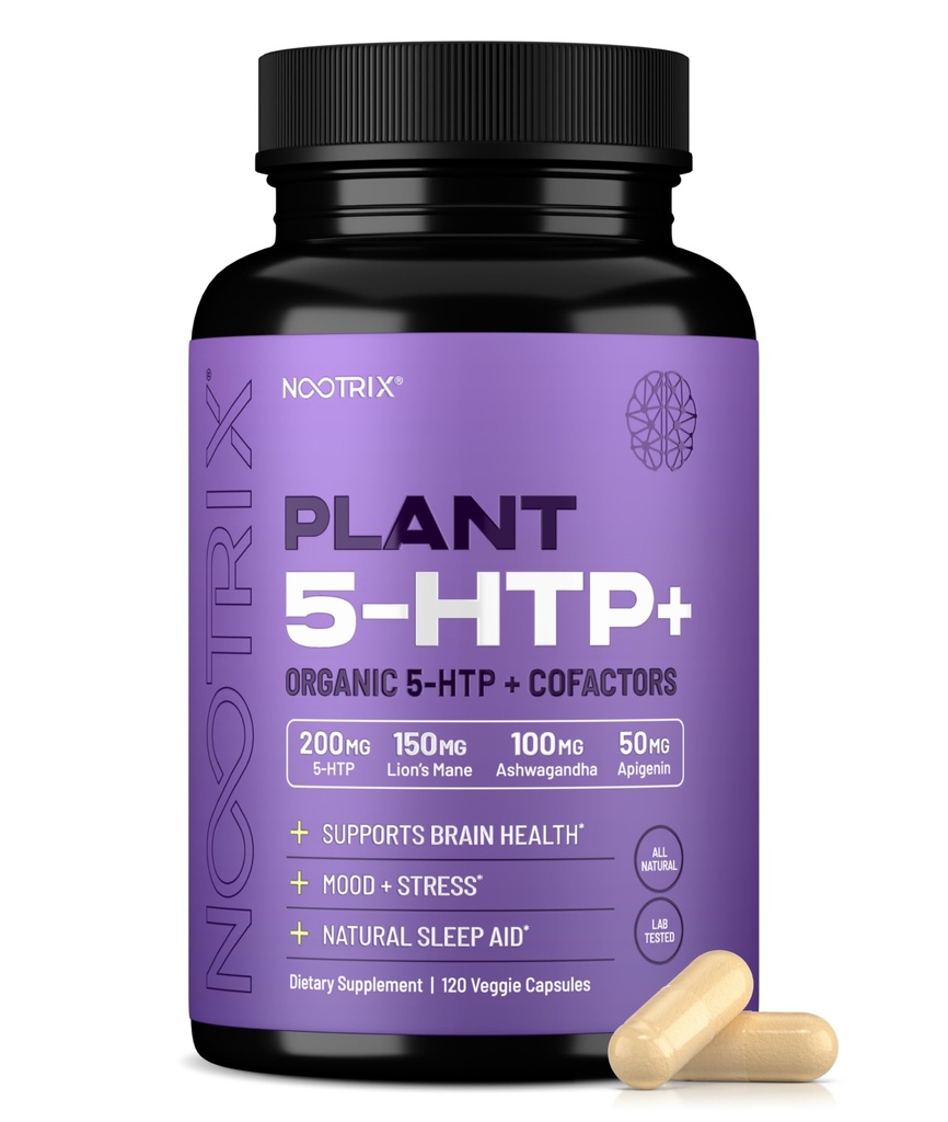 Nootrix Organic Plant 5 HTP+ Supplement Ondersteunt het geheugen, geestelijke focus, cognitieve gezondheid en energie