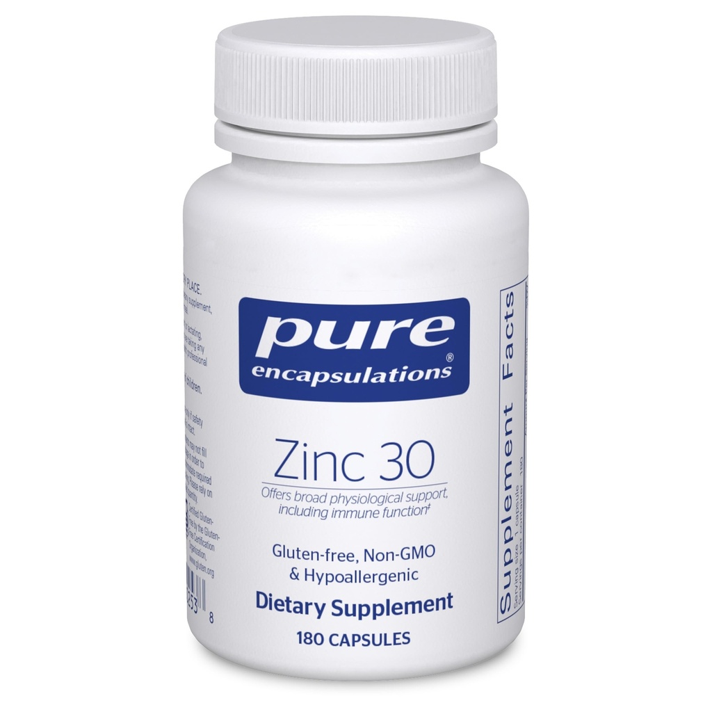 Pure Encapsulations Zinc 30 mg - Supplement for Immune System Support, Growth and Development, and Wound Healing* - with Zinc Picolinate 30 mg - 180 Capsules