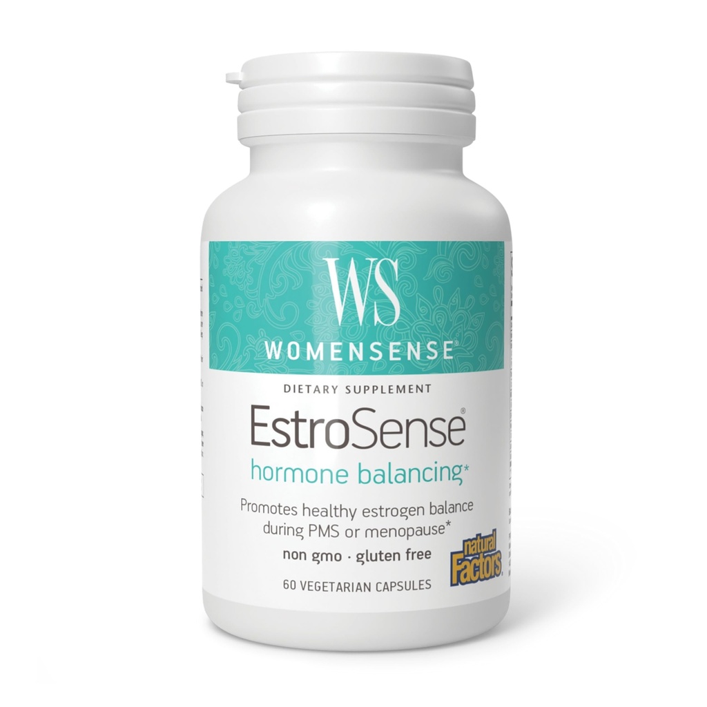 WomenSense EstroSense by Natural Factors, Natural Supplement to Support Estrogen and Hormone Balance Tijdens PMS of Menopauze, Vegan, Non-GMO, 60 Capsules