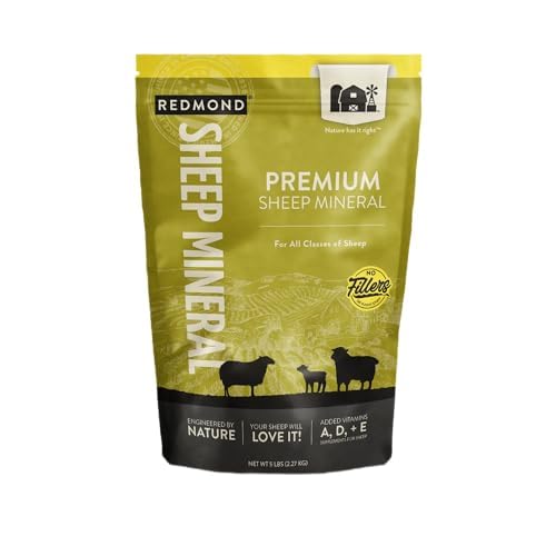 Redmond All Natural Sheep Mineral Supplement - Essential Trace Minerals for Algehele gezondheid en groei ondersteuning - 5 lbs