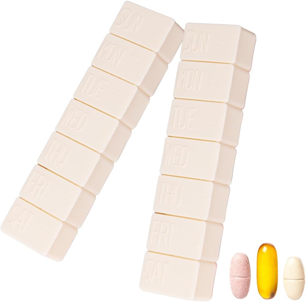 2Pack Weekly pil Organizer, Extra Large 7 Days pil koffers reizen dagelijks pil Box voor visolie, Calcium tabletten supplementen en andere vitamine pil