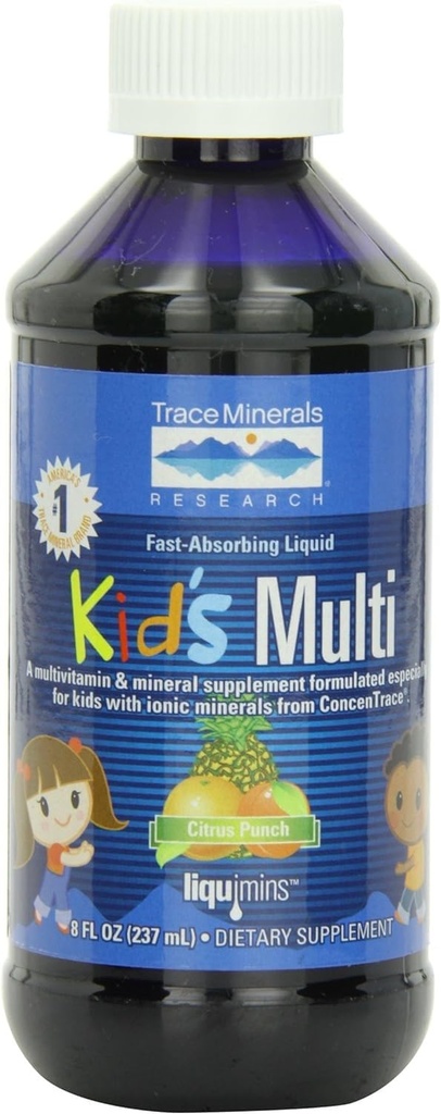 Trace Minerals Kid's Multi - Whole Body Health Supplement for Children - Easy-to-Drink Liquid Supplement with Essential Nutrients - Immune & Bone Health Support - Citrus Punch, 8 fl oz (48 Servings)