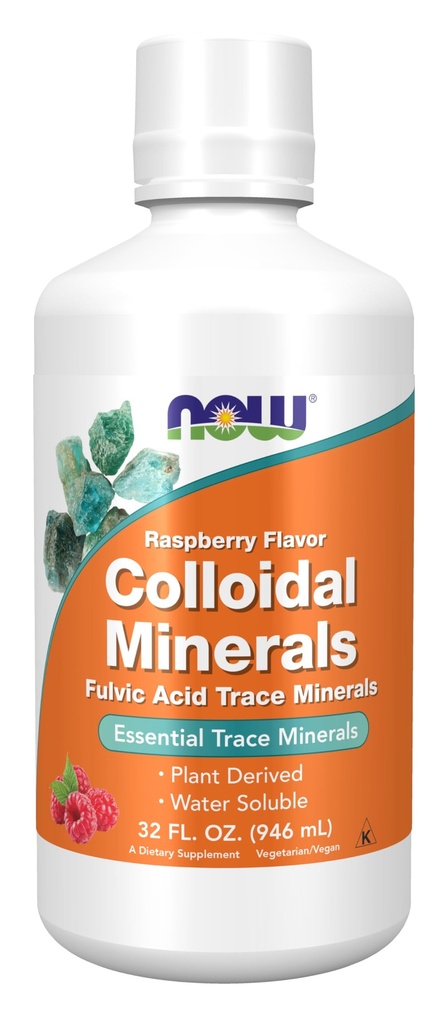 NU voedingssupplementen, colloïdale mineralen vloeibare, plantaardige afgeleide, essentiële sporen mineralen, framboos, 32-once
