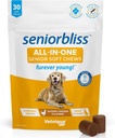 Vetnique Seniorbliss Senior Honden Multivitamine met Glucosamine, Omega 3 Visolie, en Probiotica - voor Hondengewrichten, Digestieve en Immuun Ondersteuning voor Optimale Gezondheid (Alles-in-één Dagelijks Vitamine, 30 Ct)