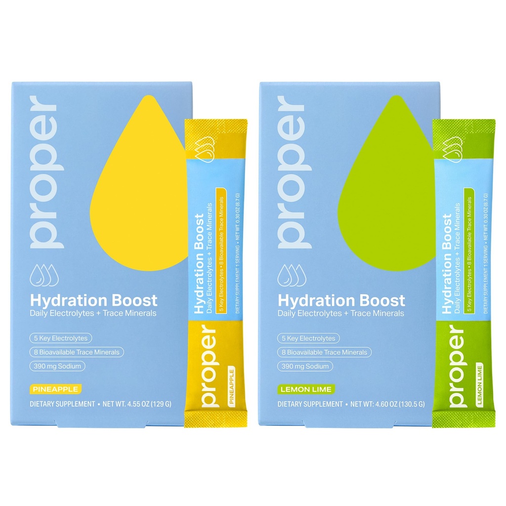 Sticks d'hydratation appropriés – Mélanges de boissons en poudre électrolytiques avec minéraux traces pour l'hydratation rapide + aromatisés naturellement – Pas d'édulcorants artificiels – Lime citronnée