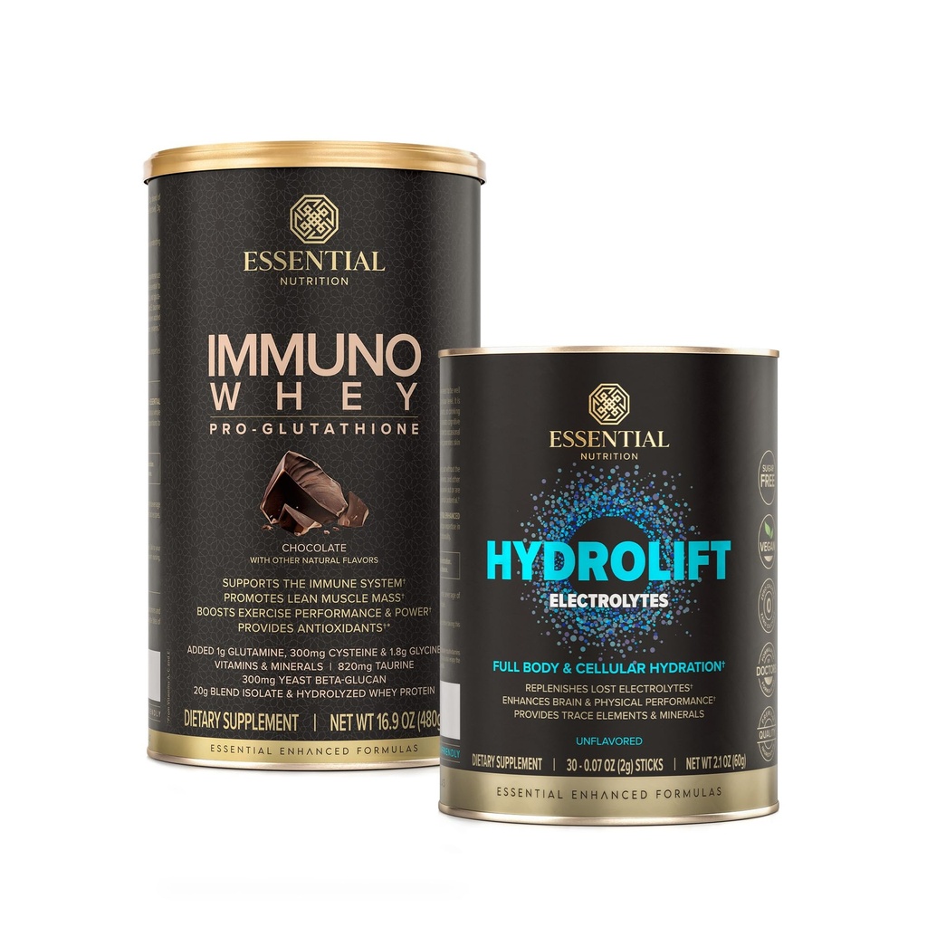 Essentiële Voeding Hydrolift Elektrolyten + Immuno Wei Chocolade 