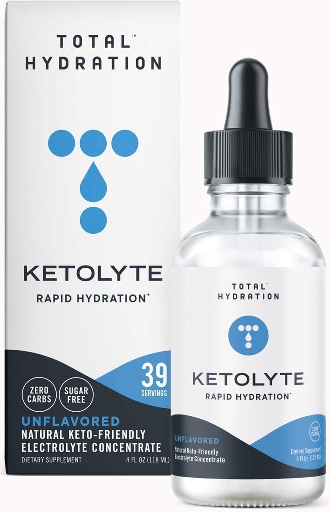 Electrolyte Supplement Bundle - Ketolyte Rapid Hydration Unflavored (39 Drops) + Daylyte Lemon Daily Hydration (39 Drops) - Sugar Free Trace Mineral Drops for Endurance, Rejuvenation