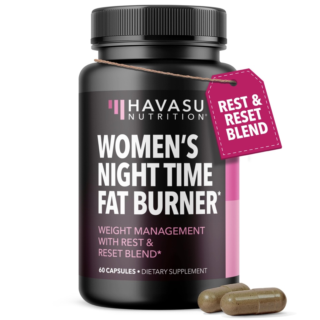 Night Time Fat Burner voor vrouwen - Appetite Suppressant voor gewichtsverlies - 60 Tellen - Herbal Metabolisme Booster met Melatonine voor slaapondersteuning - Vegan, niet-GMO Capsules - 2 maanden levering