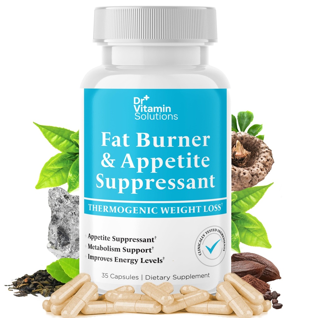 Fat Burner & Appetite Suppressant pour la perte de poids pilules de régime pour les femmes et les hommes - Thermogénique Métabolisme Booster avec Glucomannan, Chrome, Caféine, Extrait de thé vert - Non-OGM - 35 Capsules Dr Vitamine