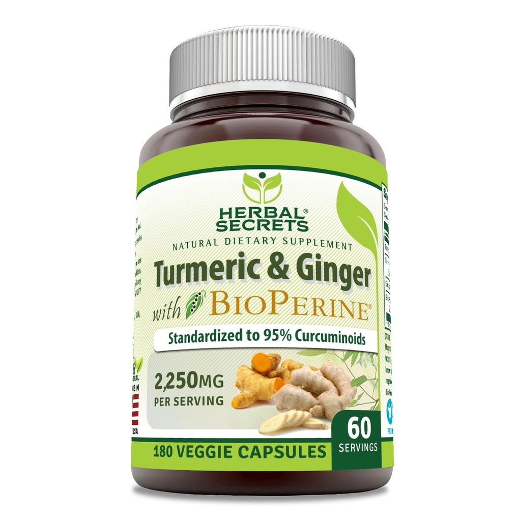 Kruidengeheimen Kurkuma Curcumine & Gember met BioPerine Supplement 