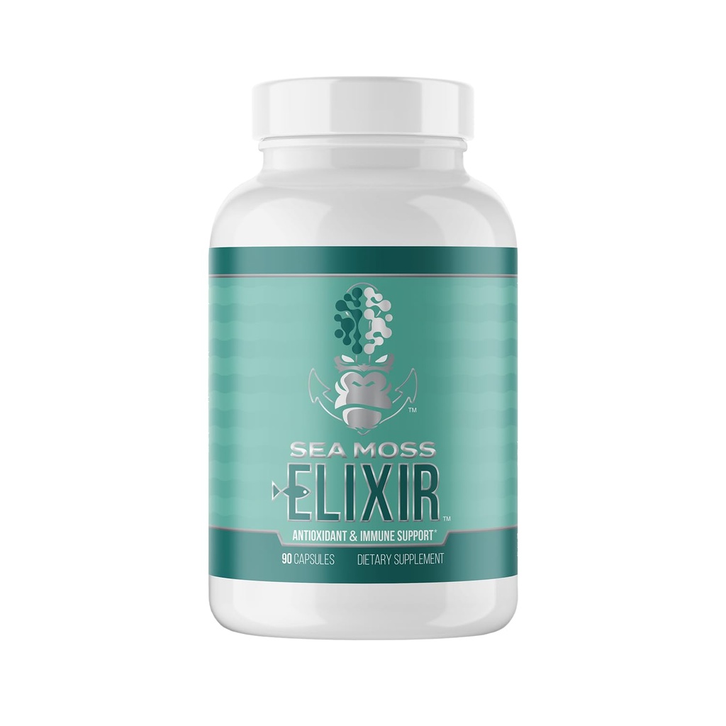 Gorilla Mind Sea Moss Elixir Capsules Antioxidant Immune Support with Marine Macroalgen & Botanicals