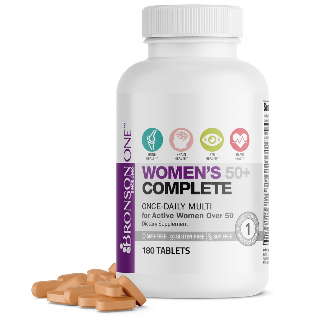 Bronson ONE Daily Vrouwen 50+ Complete Multivitamine Multimineral, 180 tabletten