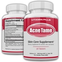 Pilules d'acné- Supplément de Tame d'acné- Vitamines claires de la peau Pilule pour traitement de la peau huileuse, Blemishes hormonales, Suppléments anti-spots et Acnes kystiques pour femmes, hommes, adolescents et adultes- 60 comprimés oraux