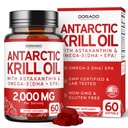 Supplément huile de krill antarctique (2000mg par portion, 60 Softgels) supplément huile de krill Oméga 3 avec EPA, DHA & Astaxanthin - phospholipide Premium pour adultes - tiers testés, non-OGM et USA fabriqués