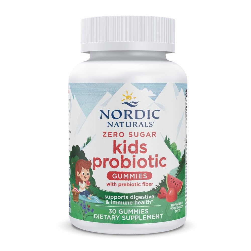 Nordic Naturals Zero Sugar Kids Probiotic Gummies - Aardbei Watermeloen Smaak - 30 Gummies - Ondersteunt Vertering Wellness & Immune Health - Non-GMO - Derde Getest - Veganistisch - 30 Serven
