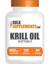 BulkSupplements.com Huile de krill 1000mg Softgels - supplément huile de krill antarctique - supplément Omega 3, supplément DHA - sans gluten, 2 softgels par service, 120 Compte (paquet de 1)