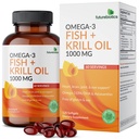Futuresbiotiques Omega-3 Poisson + Huile de Krill 1000 MG Omega-3 EPA/DHA & Astaxanthin - Non-OGM, 120 Softgels (60 portions)
