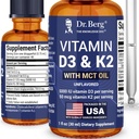 Dr Berg Maximum Strength Vitamine D3 K2 gouttes liquides avec huile MCT – 5 000 UI Vitamine liquide D3 avec K2 – soutient les os forts, le cœur, l'énergie, l'immunité et la vitalité globale* - Non aromatisé 1 Fl Oz
