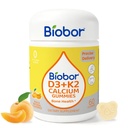 Biobor Vitamine D3 K2 Gummies avec Calcium, 2000 UI D3 & 200 mcg K2(MK-7) & 200 mg Calcium, Pas de sucre ajouté, soutient les os sains et la santé immunitaire, sans gluten, sans OGM, pêche jaune, 60 Compte