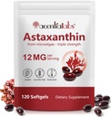 AIQIUSHA Astaxanthin Supplements 12mg with Coconut Oil, 120 Softgels, 4 Month Supply | Triple Strength Natural Astaxanthin from Microalgae | Non-GMO, Gluten & Soy Free