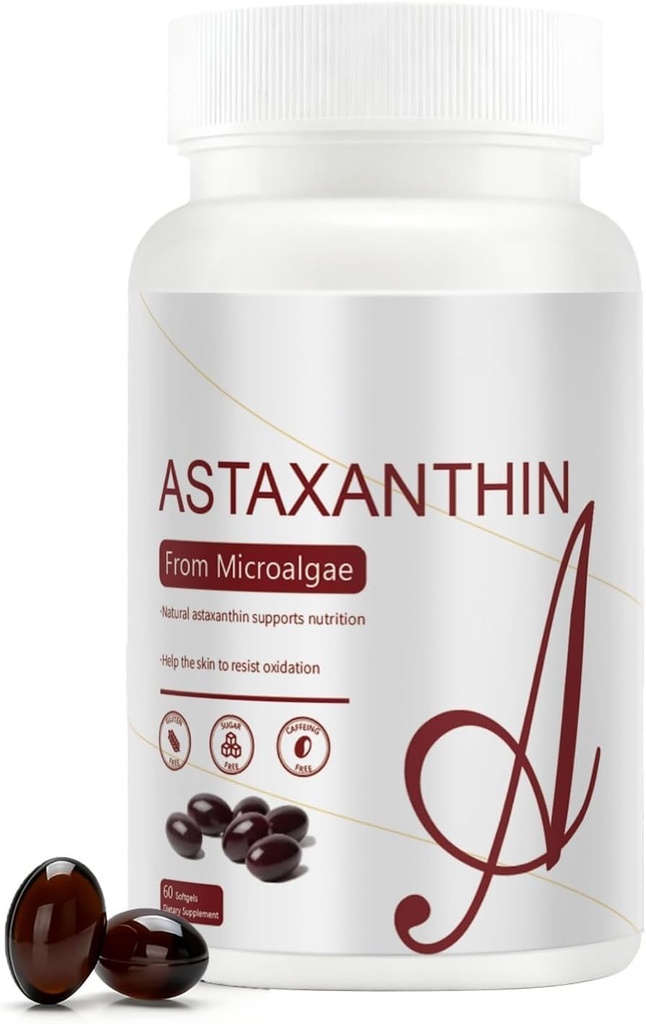 Astaxanthine 12mg de microalgues naturelles 60 Softgels (2-Mois)