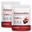 Astaxanthine 12mg, 120 Softgels, (2Pack)Premium Astaxanthine Antioxydants avec activité antioxydante, soutient la santé des yeux, de la peau, des articulations et du système immunitaire, la source de microalgues fraîches, non-OGM