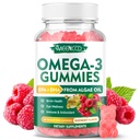 Vegan Omega-3 Gummies 1000mg, Omega 3 Visolie Alternatief voor volwassenen, Algae-based DHA 600mg & EPA 300mg + Vitaminen A, C, E, Zink, Ondersteunt de algehele Wellness, Geen Vis Smaak, 60 Tellen