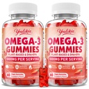 2 Pack Vegan Omega-3 Gummies 1000mg, Omega 3 Visolie alternatief voor volwassenen, Plant Based DHA 460mg & EPA 230mg w/Vitamine A, C, E, Aardbei smaak, 120 Tellen