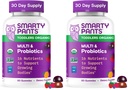 SmartyBants Biologische Peuter Multivitamine Gummies: Probiotica,Omega 3 (ALA),Vitamine D3,C,Vitamine B12,B6,A,K&Zinc,Beta Caroteen,Glutenvrij,Drie Fruitsmaken, (30 dagen levering),60 Tellen (pakket van 2)